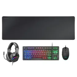 Mars Gaming MCPRGB3FR clavier Souris incluse USB Français Noir
