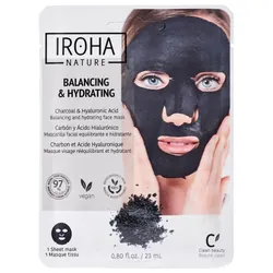 Iroha Nature Charbon et Acide Hyaluronique Masque Visage Rééquilibrant 23 ml