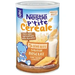 Nestlé P'tite Céréale Dès 6 Mois 5 Céréales Saveur Biscuit 415 g