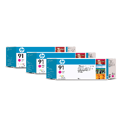 HP 91 Magenta 3 Ink Multi Pack Printhead used with the DesignJet  Z6100 photo printers.  Each mulitpack  contains 3 each 775ml ink cartridge. (C9484A)