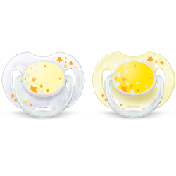 Philips AVENT SCF176/68 tétine pour bébé Tétine pour bébé pour la nuit Silicone Blanc, Jaune