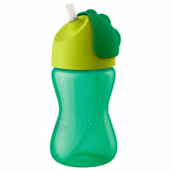 Avent Tasse à Paille 300 ml 12 Mois et + - Couleur : Vert est une tasse avec paille flexible de forme ergonomique. La partie inférieure de la paille est courbée pour atteindre la dernière goutte. Sa taille permet un développement bucco-dentaire sain et exerce les muscles de la bouche afin de les fortifier. La valve antifuites est intégrée