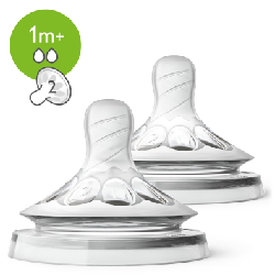 Philips AVENT Tétine Natural, 2 pièces, débit lent, 1 mois et +