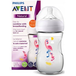 AVENT NATURAL BIBERON DEBIT LENT DES 1 MOIS Flaming 260ML