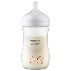 Avent Natural Response Biberon avec Motif 260 ml 1 Mois et + - Modèle : Girafe