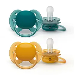 Philips AVENT SCF091/04 tétine pour bébé Sucette ultra souple Orthodontique Silicone Turquoise, Jaune