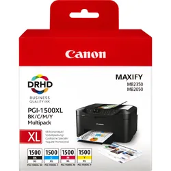 Canon Multipack de cartouches d'encre noire/cyan/magenta/jaune haut rendement PGI-1500XL