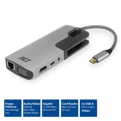 ACT AC7043 station d'accueil Avec fil USB 3.2 Gen 1 (3.1 Gen 1) Type-C Gris
