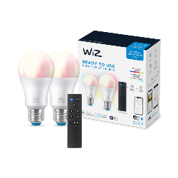 WiZ Ampoule 8 W (éq. 60 W) A60 E27 x2 + télécommande