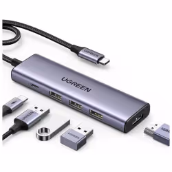 Adaptateur Type-c Ugreen 15596 5en1 - USB-A , Type-c, HDMI