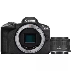 Appareil photo hybride Canon EOS R50, noir + objectif RF-S 18-45mm F4.5-6.3 IS STM (5811C013AA)