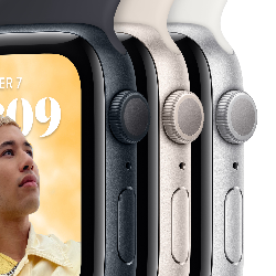 Apple Watch SE OLED 44 mm Numérique 368 x 448 pixels Écran tactile Argent Wifi GPS (satellite)
