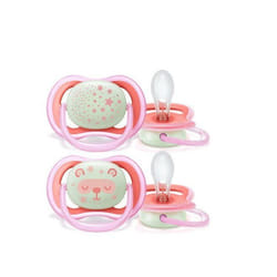 Avent Lot 2 sucettes ultra air night rose 6-18 mois