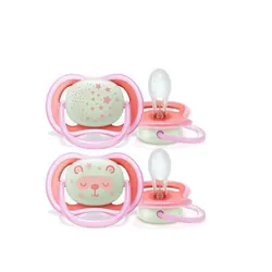 Avent Lot 2 sucettes ultra air night rose 6-18 mois