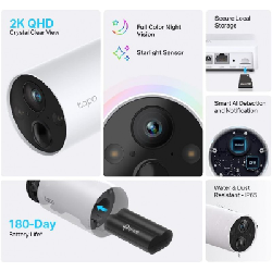 CAMÉRA DE SÉCURITÉ WIFI TP-LINK TAPO C420S1 SUR BATTERIE + HUB DE CONNEXION (TAPOC420S1)