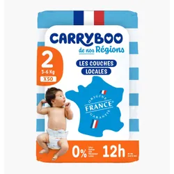 Carryboo Couches de nos Régions - Taille 2 (3-6 kg) - 50 Unités