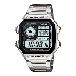 Casio AE-1200WHD-1AVDF montre Montre bracelet Électronique Noir, Acier inoxydable