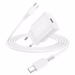 Chargeur secteur Samsung 15 W USB-C avec câble USB-C vers USB-C – Blanc