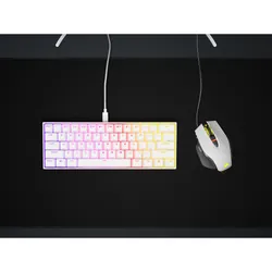Corsair GAMER MÉCANIQUE (CHERRY MX RED) K65 MINI 60% RGB (BLANC) clavier QWERTY Français