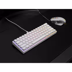 Corsair GAMER MÉCANIQUE (CHERRY MX RED) K65 MINI 60% RGB (BLANC) clavier QWERTY Français - Vue supplémentaire 6