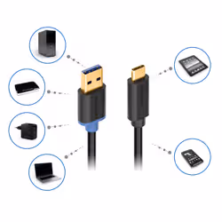 deleyCON USB 3.0 Cable - A/C, 1.5m câble USB USB 3.2 Gen 1 (3.1 Gen 1) 1,5 m USB A USB C Noir - Vue supplémentaire 5