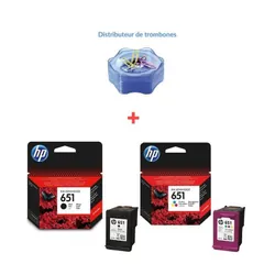 Hp Pack cartouche 651 Noir + Couleur Pour imprimante 5575 , OfficeJet 202 ( Cadeau offert )