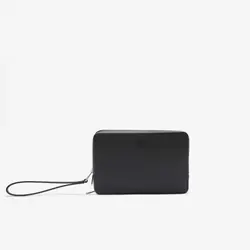 Lacoste Men's Chantaco Piqué Leather Zip Pouch Noir