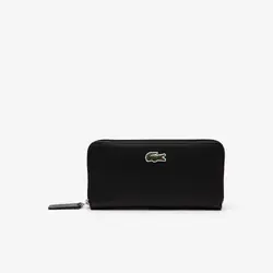 Lacoste Women's L.12.12 Concept Petit Piqué 12 Card Zip Wallet Noir