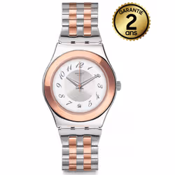 Montre Pour Femme Swatch MIDIMIX YLS454G - Fonctions Date & Heure - Mouvement Quartz - Étanche 3 Bar - Matière du bracelet Acier inoxydable ajustable - Couleur du cadran Blanc - Type de Fermoir: Papillon - Dimensions: 33 x 9 x 38 mm -