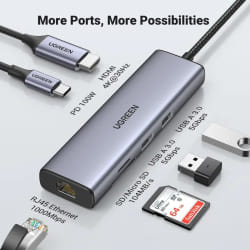 Station d accueil Ugreen USB-C 7 en 1 Supporte PD (Power Delivery) 100W Recharge
