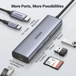 Station d accueil Ugreen USB-C 7 en 1 Supporte PD (Power Delivery) 100W Recharge