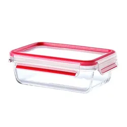 Tefal MasterSeal K3010412 boîte hermétique alimentaire Rectangulaire Bol 1,3 L Rouge, Transparent 4 pièce(s)