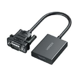 Ugreen 50945 câble vidéo et adaptateur 0,15 m VGA (D-Sub) HDMI + USB-C + 3.5mm Noir
