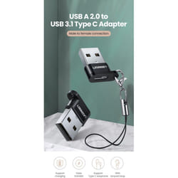 Ugreen Adaptateur USB-A Male 2.0 to USB-C Female NOIR