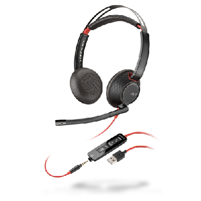 POLY Blackwire C5220 Casque Avec fil Arceau Bureau/Centre d'appels USB Type-A Noir, Rouge