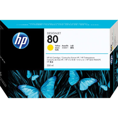 HP 80 Yellow Ink Cartridge, 350 ml