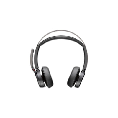 Poly Voyager Focus 2 Microsoft Teams Certified USB-C-C Headset +USB-C/A Adapter +Charging Stand Wireless Headband Office/Call Center Bluetooth Charging Dock Black