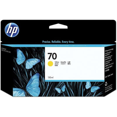 HP 70 Yellow Ink Cartridge for DesignJet, 130 ml