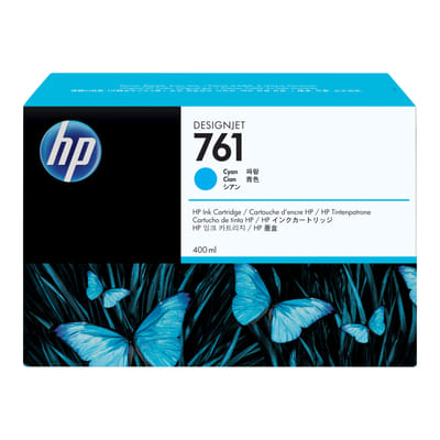 HP 761 DesignJet Cyan Ink Cartridge, 400 ml