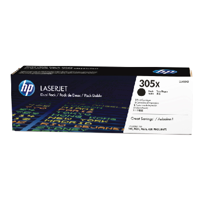 HP 305X pack de 2 toners LaserJet noir grande capacité authentiques
