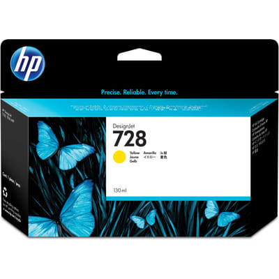HP 728 خرطوشة حبر DesignJet صفراء، 130 مل