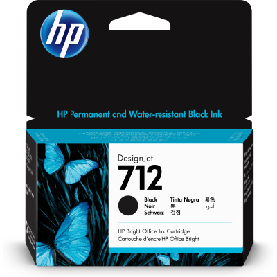 HP Cartouche d'encre DesignJet 712, noir, 38 ml (3ED70A)