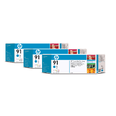 HP 91 3-pack 775-ml Cyan DesignJet Pigment Ink Cartridges cartouche d'encre 1 pièce(s) Original (C9483A) HP 91 3-pack 775-ml Cyan DesignJet Pigment Ink Cartridges cartouche d'encre 1 pièce(s) Original (C9483A)