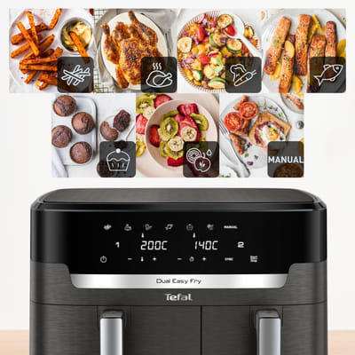 Tefal Easy Fry Dual XXL EY942HE0 friteuse Double 11 L Autonome 2020 W Friteuse d’air chaud Gris