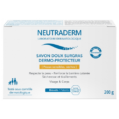 Savon solide doux surgras dermo protecteur 200g Peaux sèches Neutraderm
