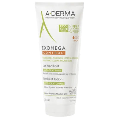 A-DERMA Exomega Control Emollient Milk Anti-Itch Eco-Designed Tube 200 ml