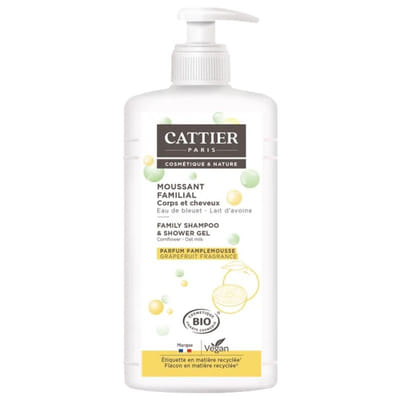 Moussant Familial Corps Et Cheveux Bio 1l parfum pamplemousse Cattier