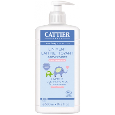 Cattier Bébé Liniment Lait Nettoyant pour le Change Hypoallergénique 500 ml