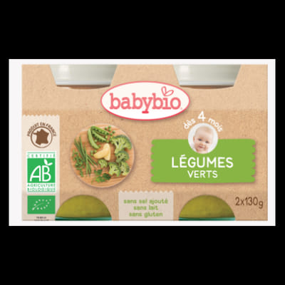 Babybio Légumes verts, dès 4 mois, 2*130g