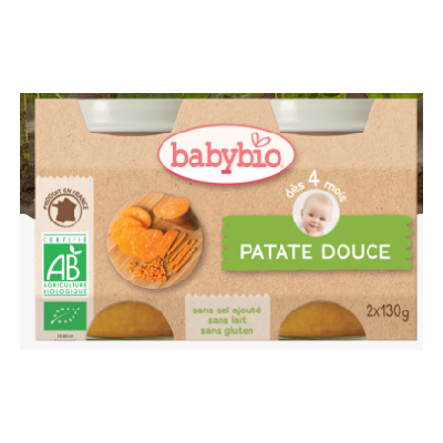 Babybio patate douce, dès 4mois, 2*130g